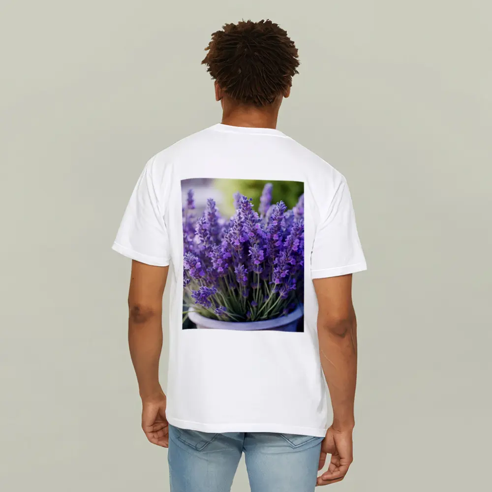 Lavender Flowers In White Pot Garden – T-Shirts