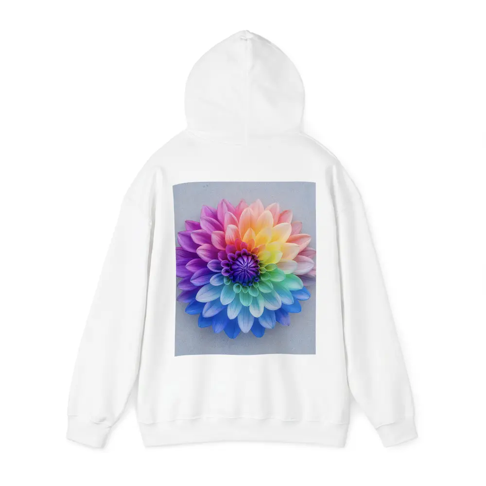 Rainbow Dahlia Flower on Light Gray Background – Hoodies