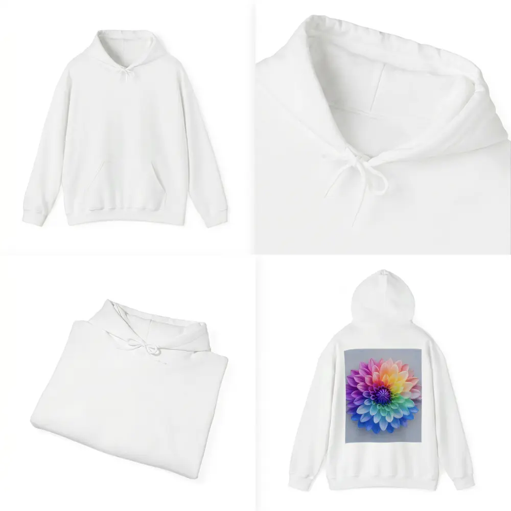 Rainbow Dahlia Flower on Light Gray Background – Hoodies