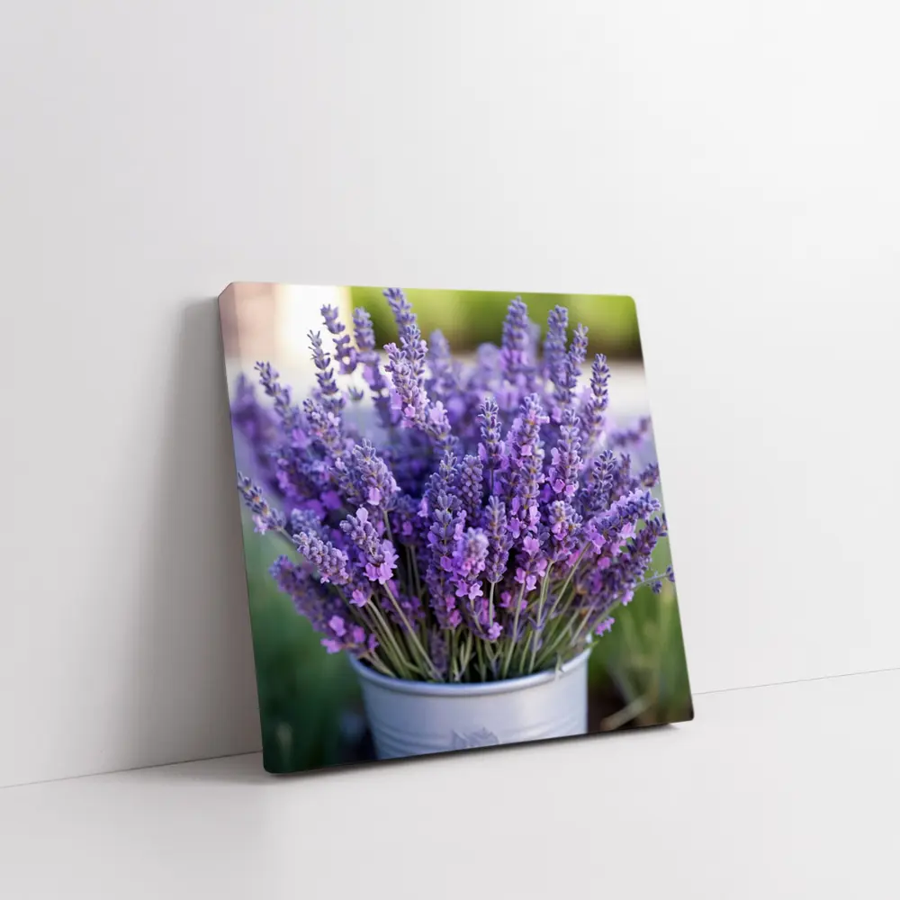 Lavender Bouquet in Silver Bucket Garden – Wall Art