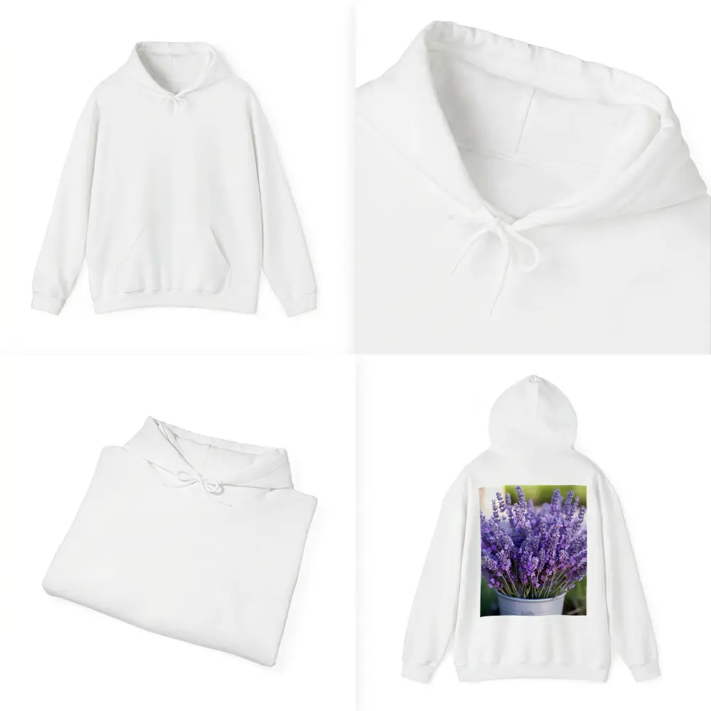 Lavender Bouquet in Silver Bucket Garden – Hoodies