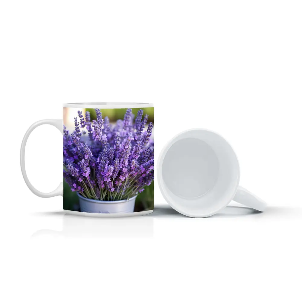 Lavender Bouquet in Silver Bucket Garden – Mugs