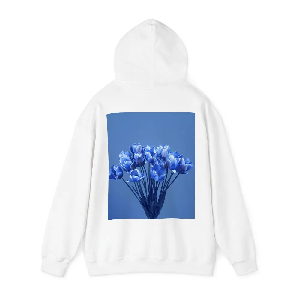 Blue Tulips Bouquet on Blue Background – Hoodies