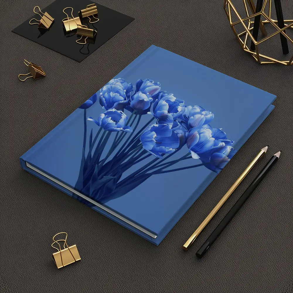 Blue Tulips Bouquet on Blue Background – Notebooks