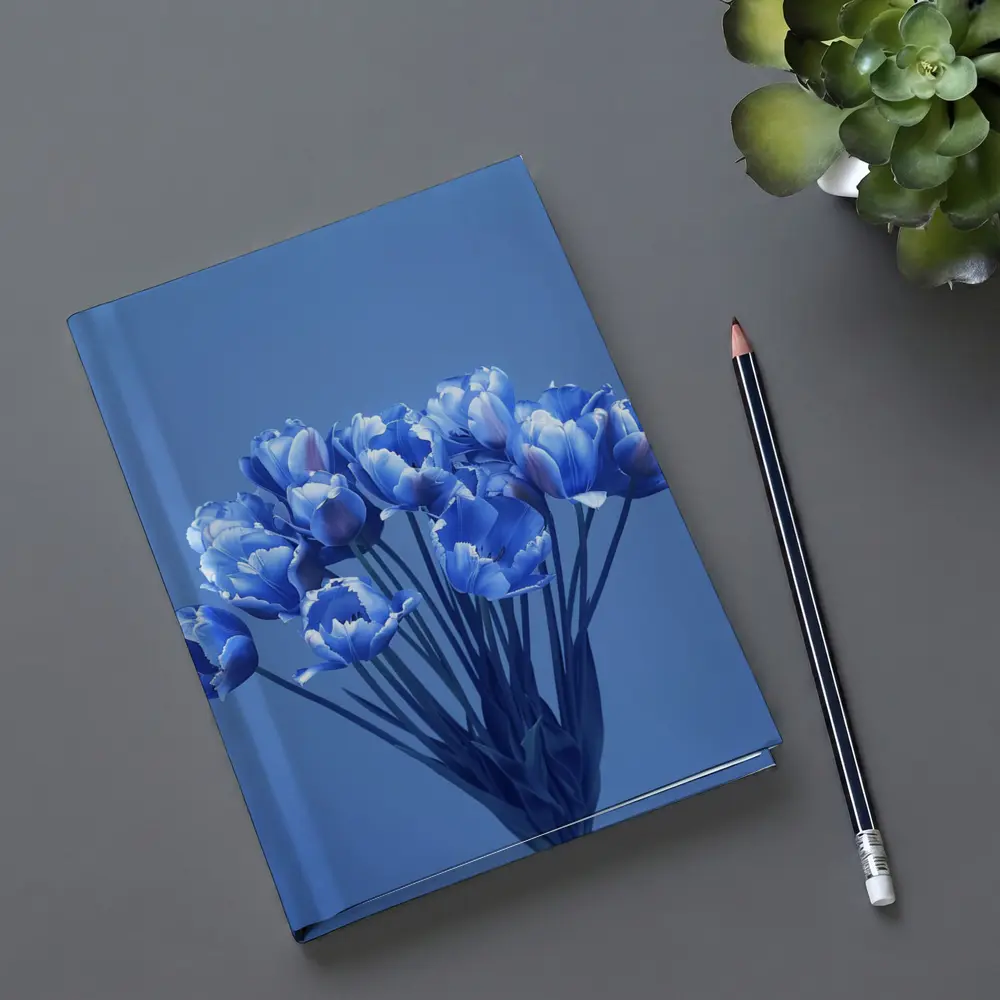 Blue Tulips Bouquet on Blue Background – Notebooks
