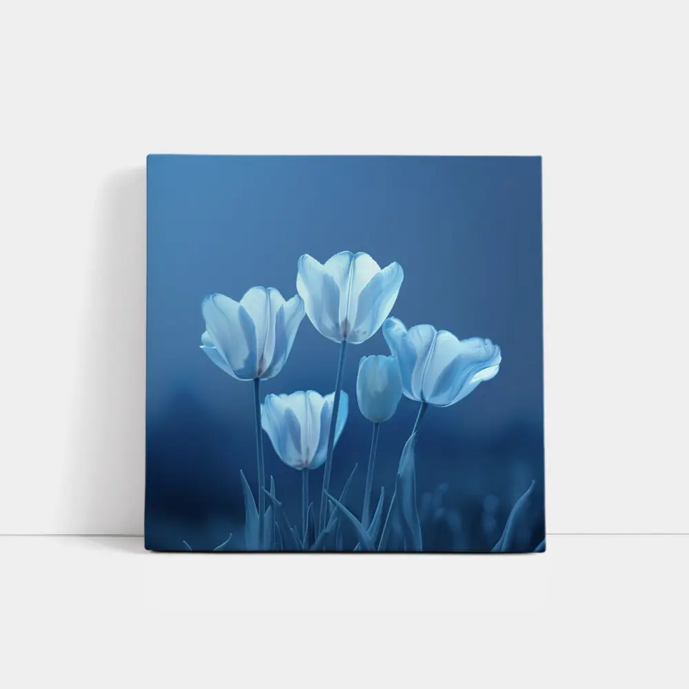White Blue Tulips Soft Blue Background – Wall Art