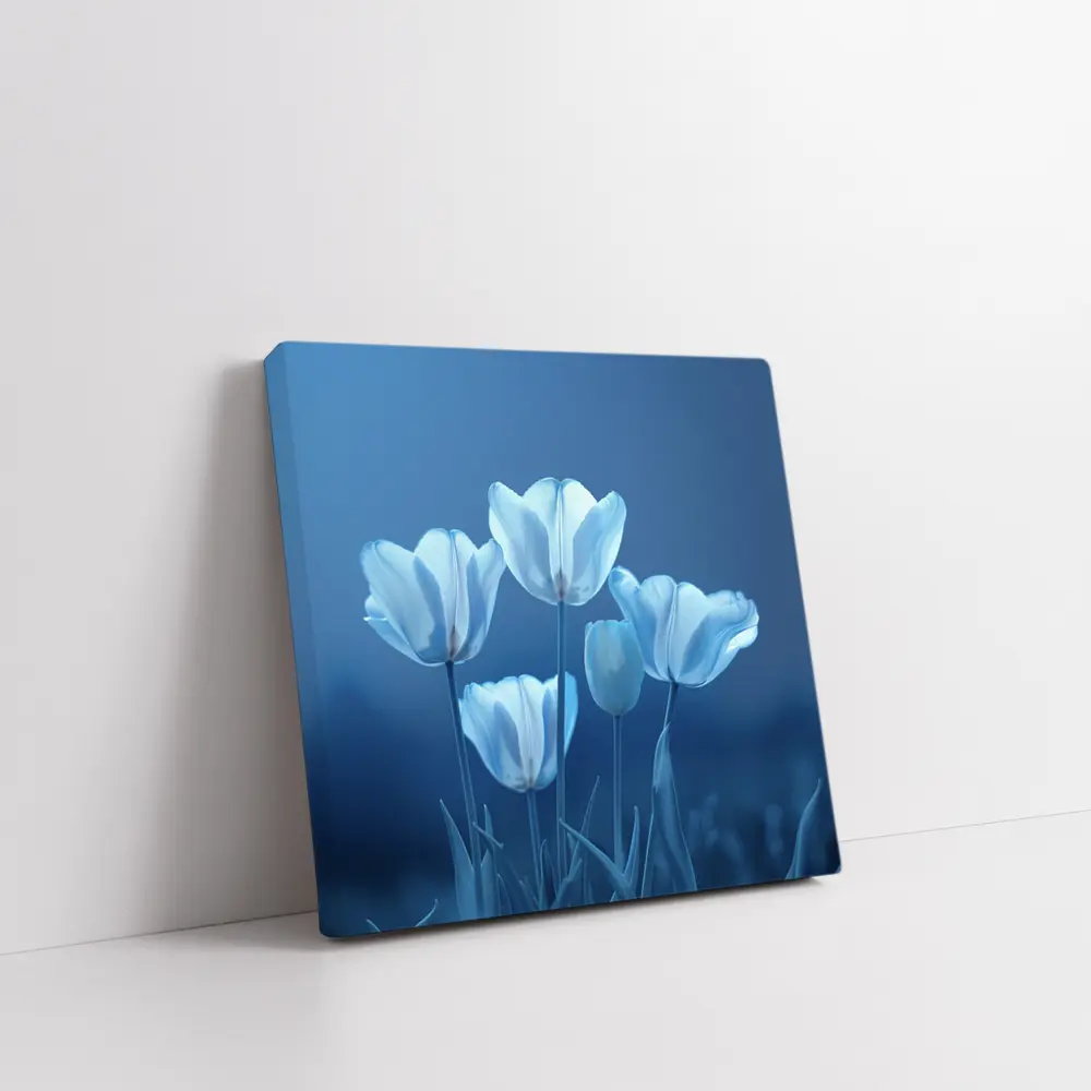 White Blue Tulips Soft Blue Background – Wall Art