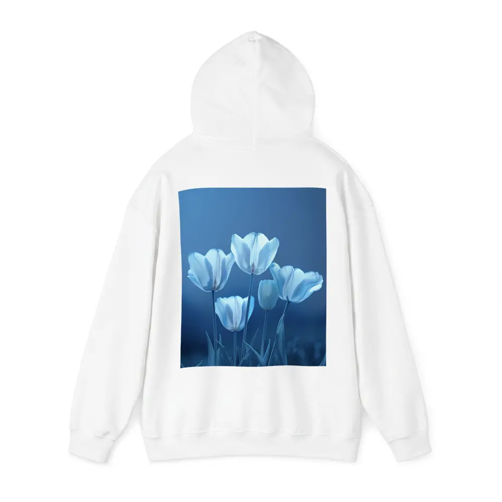 White Blue Tulips Soft Blue Background – Hoodies