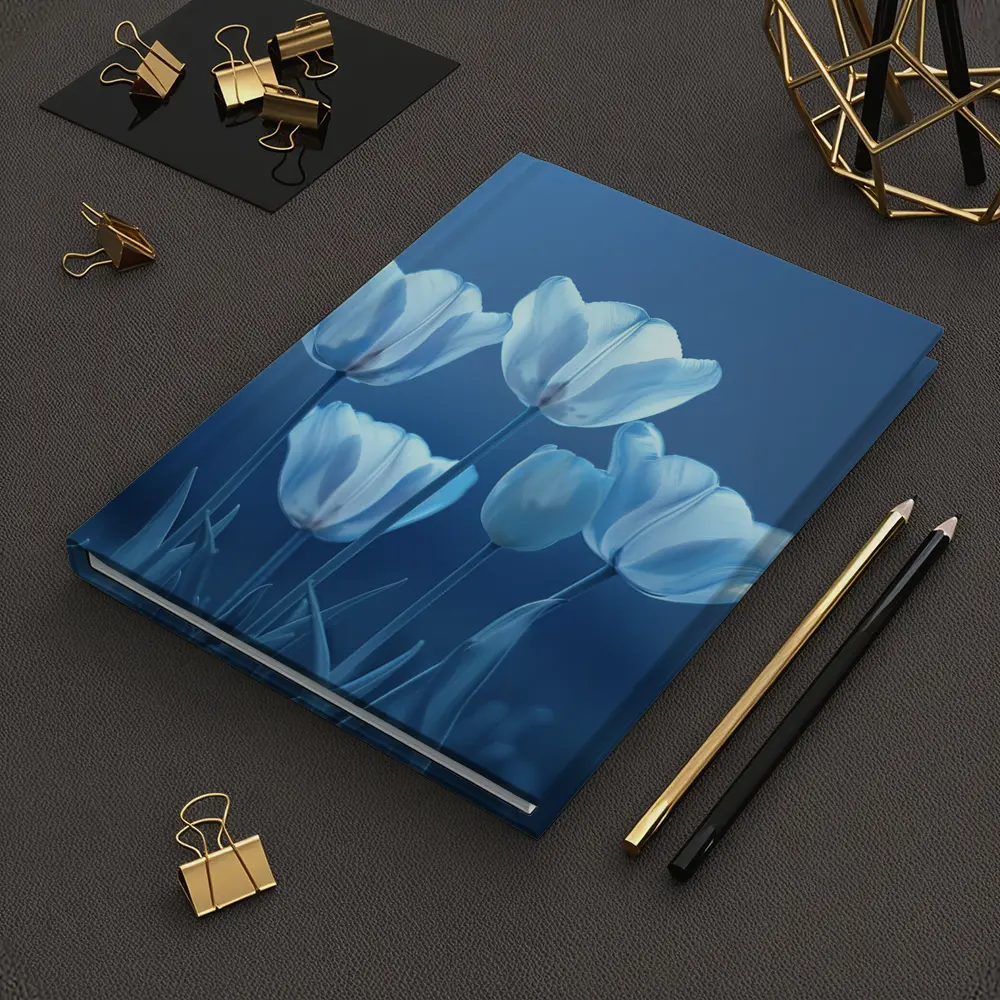 White Blue Tulips Soft Blue Background – Notebooks