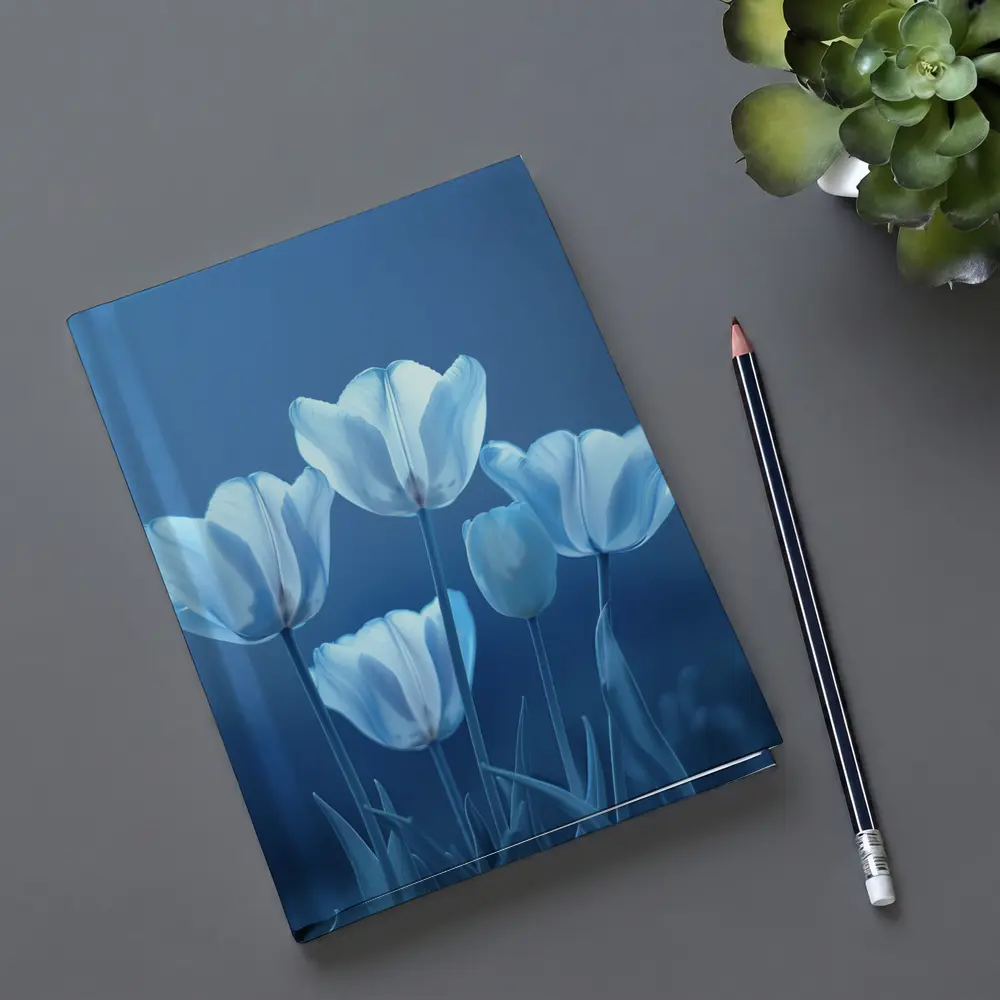 White Blue Tulips Soft Blue Background – Notebooks