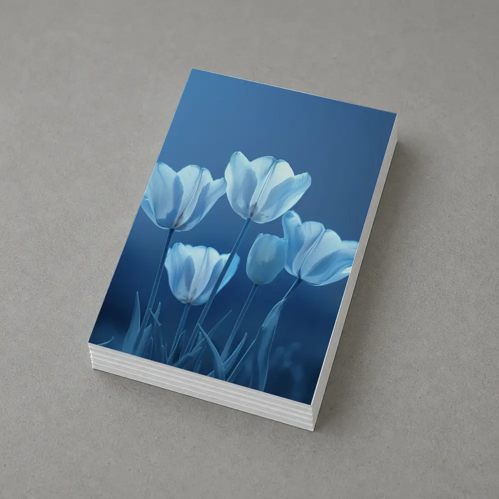 White Blue Tulips Soft Blue Background – Postcards