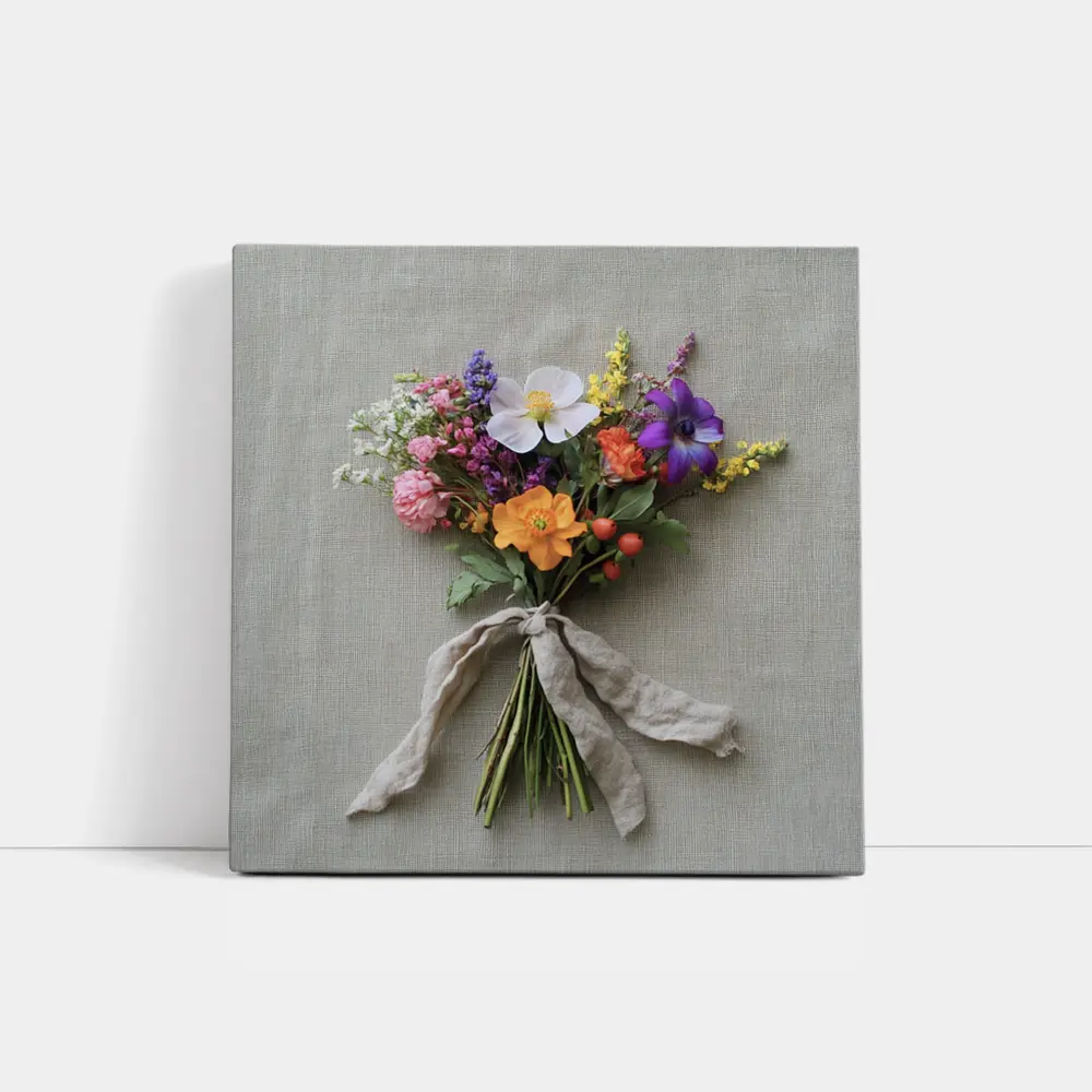 Wildflower Bouquet Tied With Linen Ribbon – Wall Art