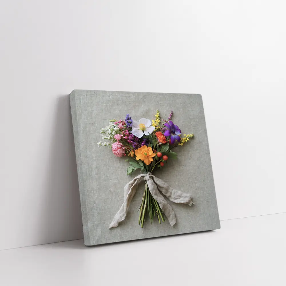 Wildflower Bouquet Tied With Linen Ribbon – Wall Art