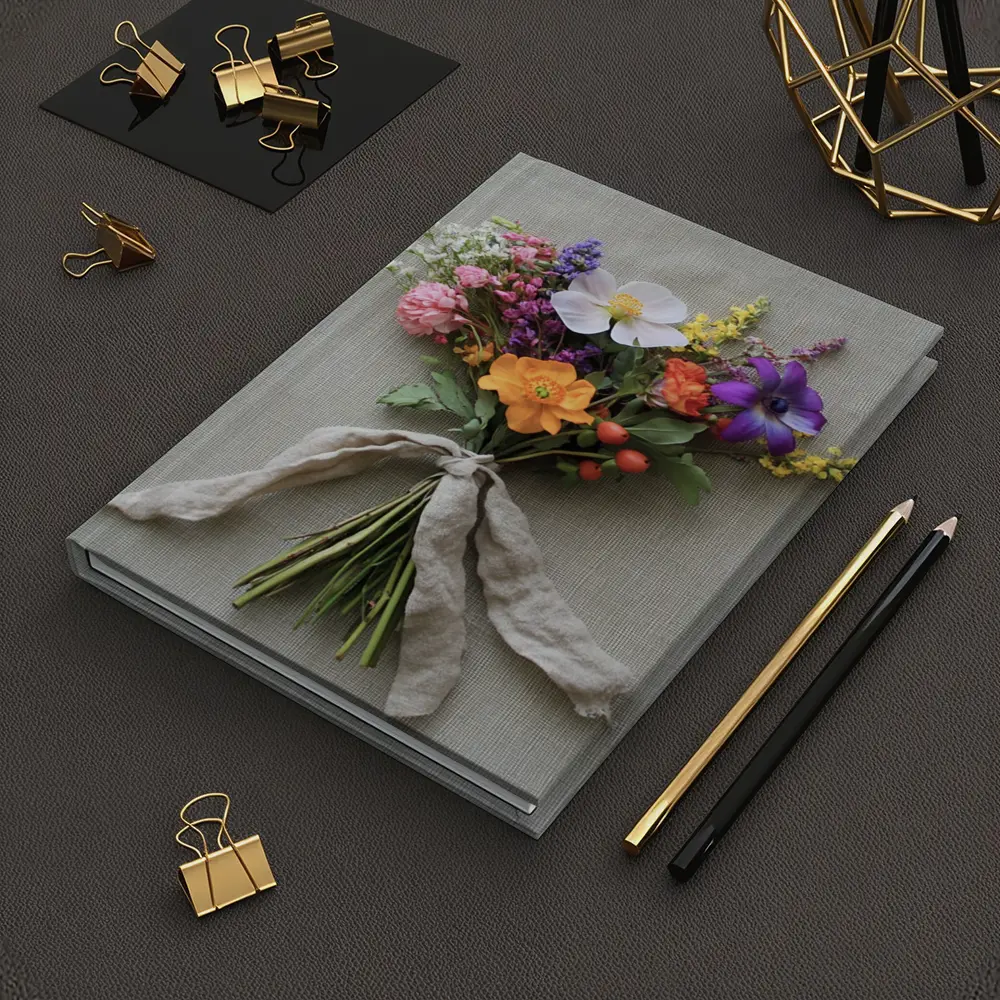 Wildflower Bouquet Tied With Linen Ribbon – Notebooks