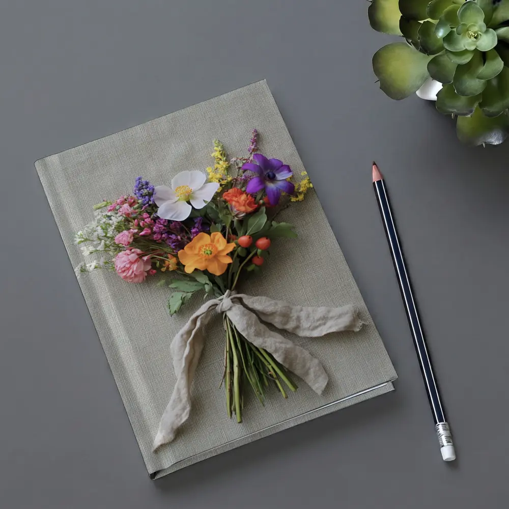 Wildflower Bouquet Tied With Linen Ribbon – Notebooks