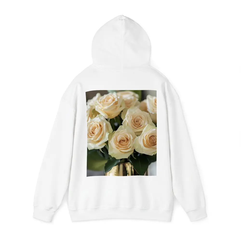Cream Roses Bouquet In Gold Vase – Hoodies