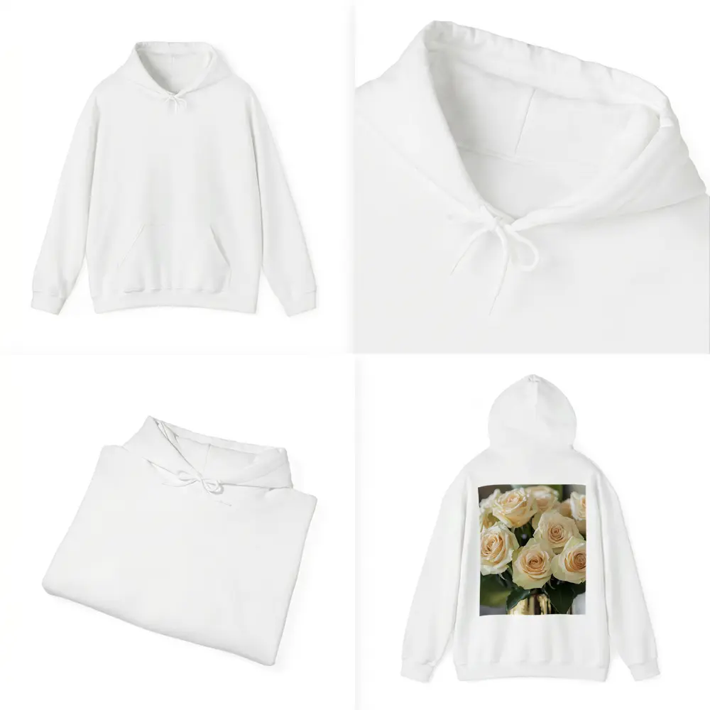 Cream Roses Bouquet In Gold Vase – Hoodies