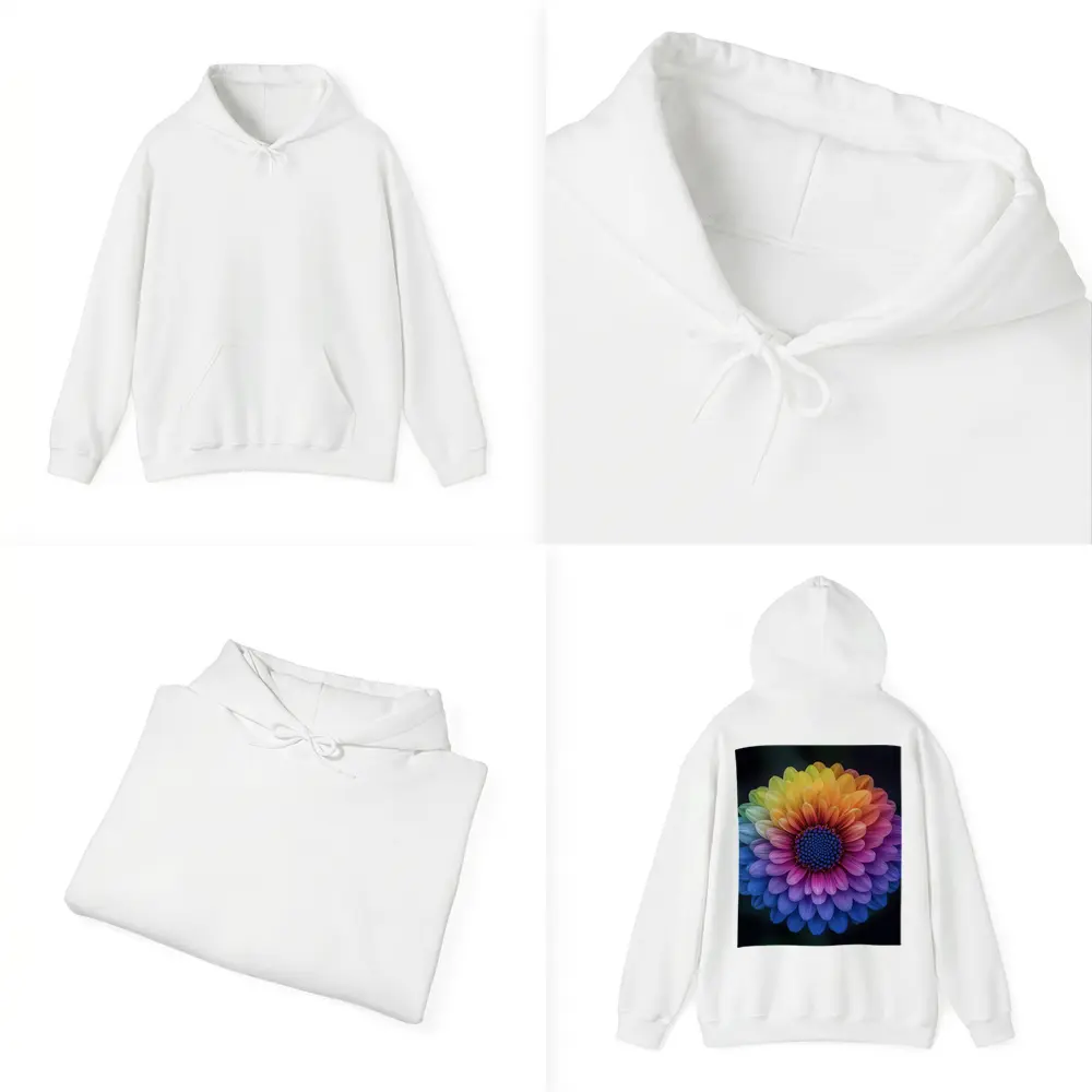 Rainbow Chrysanthemum Flower Dark Background – Hoodies