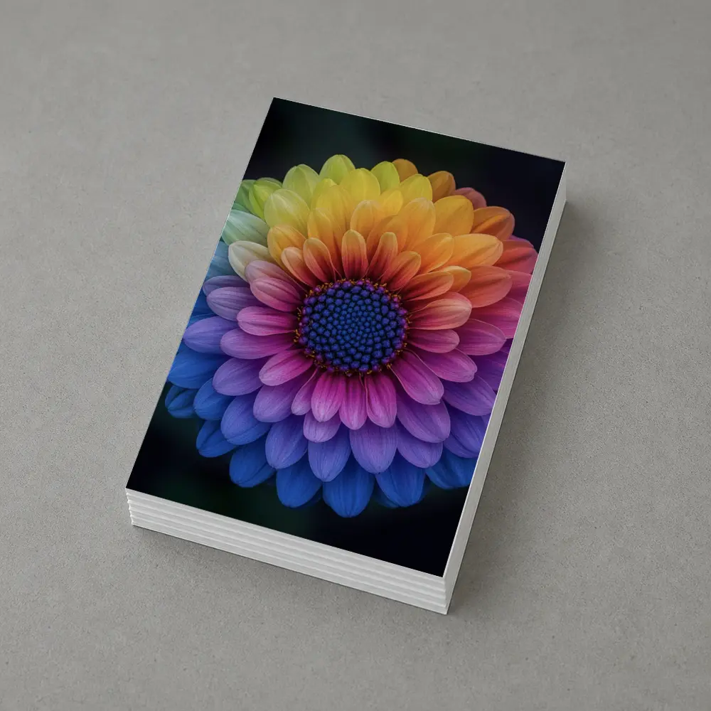 Rainbow Chrysanthemum Flower Dark Background – Postcards