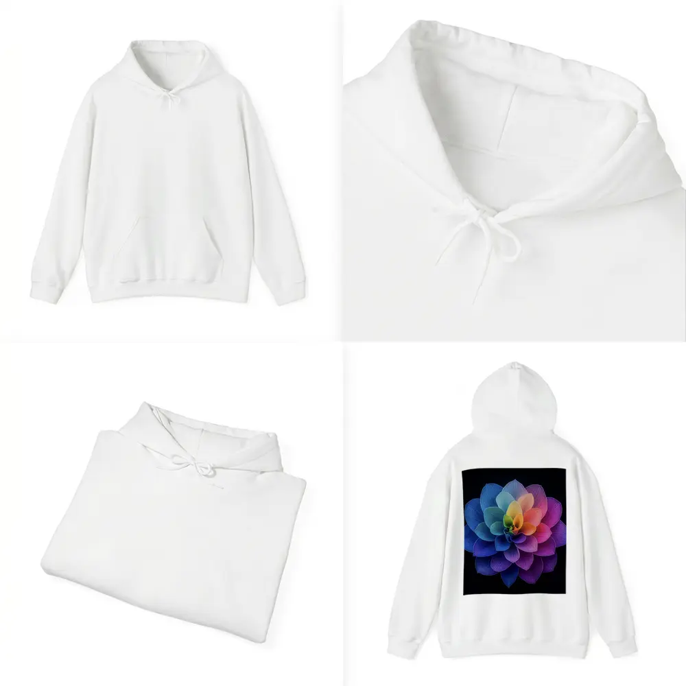Rainbow Dahlia Flower Black Background Art – Hoodies