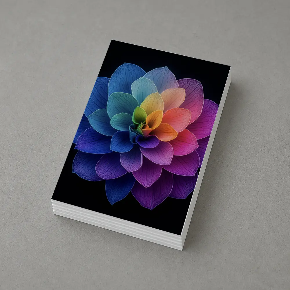 Rainbow Dahlia Flower Black Background Art – Postcards