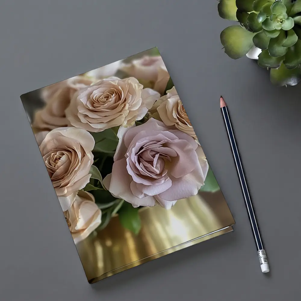 Dusty Pink Roses Bouquet Gold Vase – Notebooks