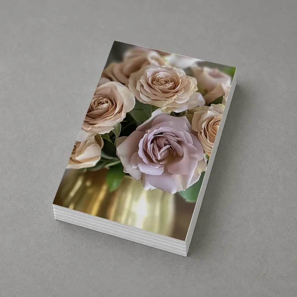 Dusty Pink Roses Bouquet Gold Vase – Postcards