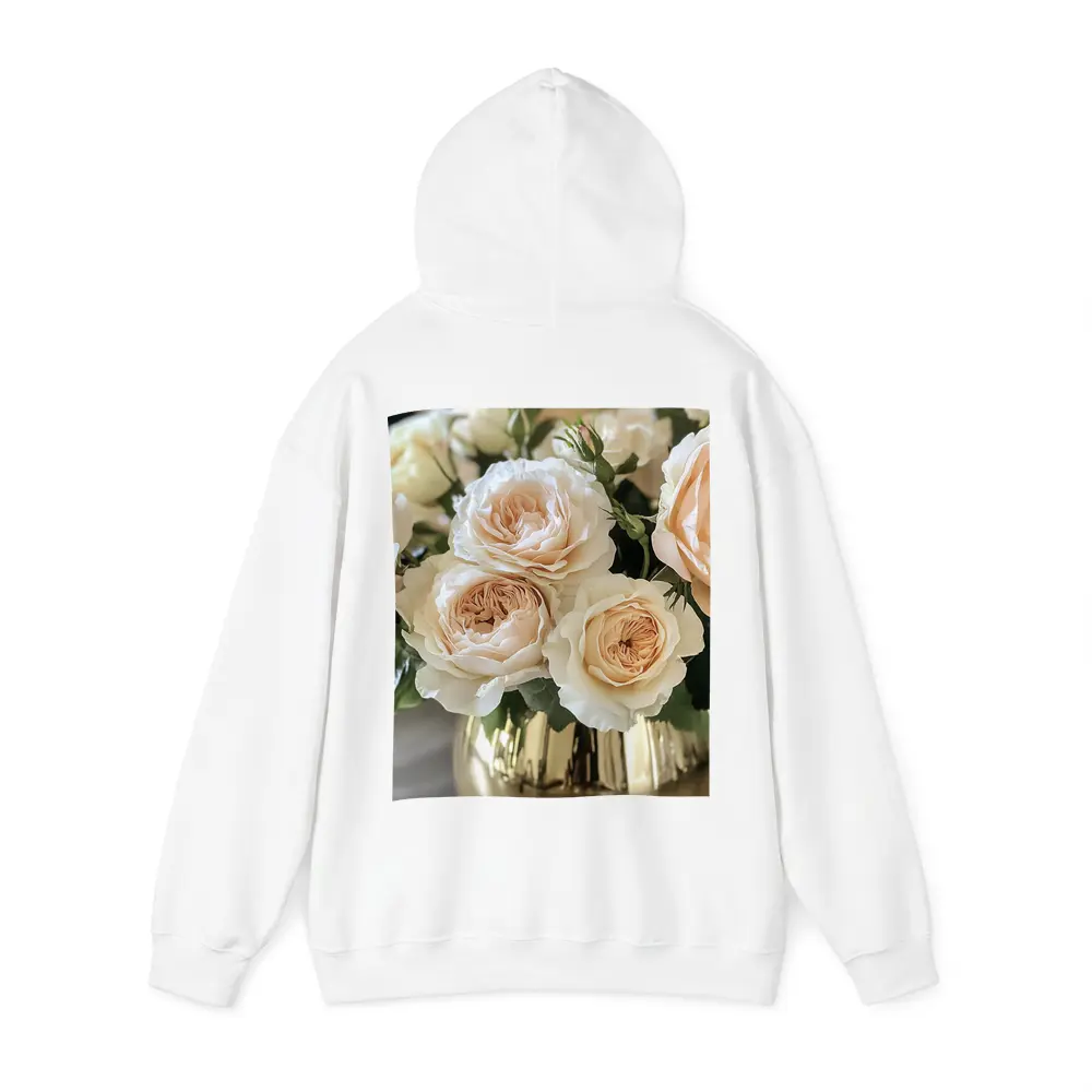 Peach Garden Roses Gold Vase Arrangement – Hoodies