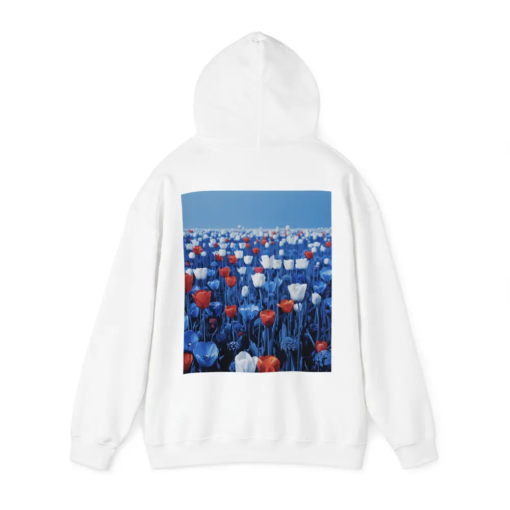 Red White Blue Tulips Field Clear Sky – Hoodies