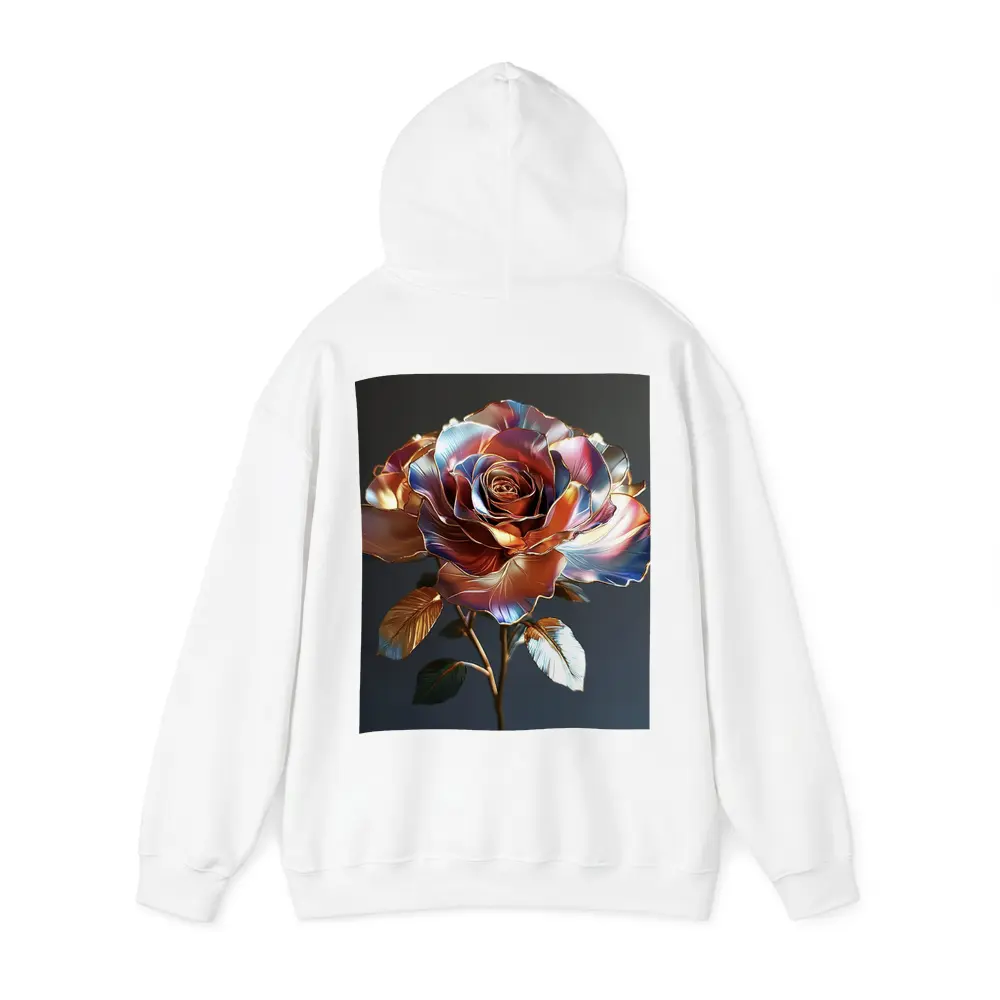 Metallic Rose Iridescent Petals Gold Dark Background – Hoodies