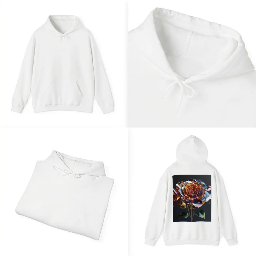 Metallic Iridescent Rose Dark Background – Hoodies