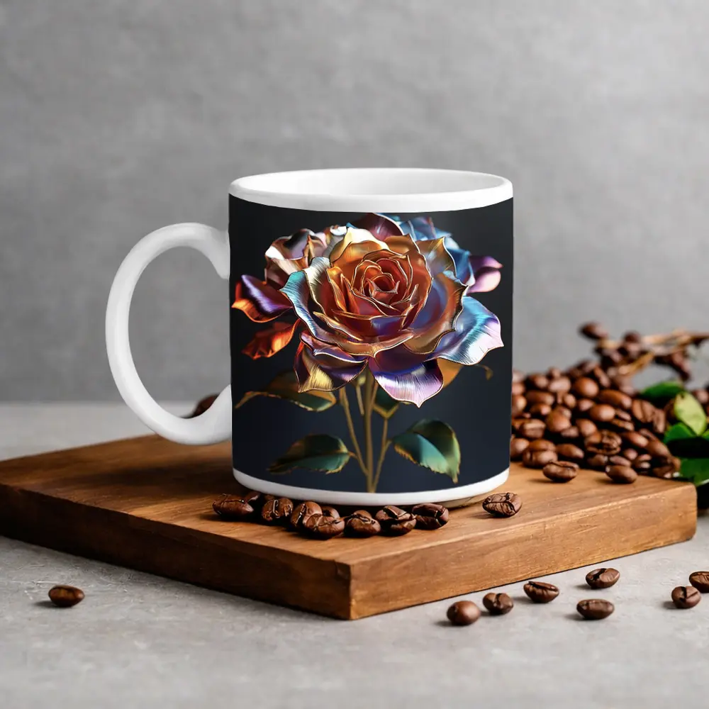Metallic Iridescent Rose Dark Background – Mugs