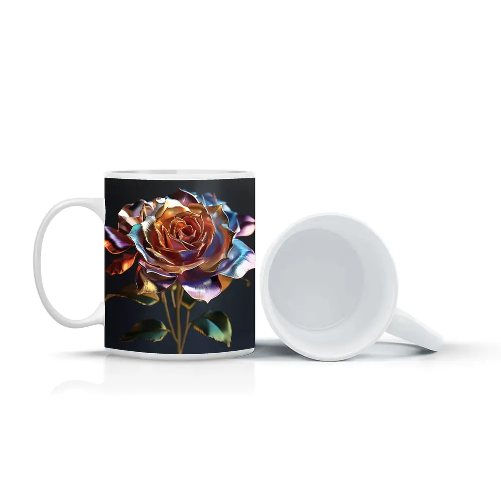 Metallic Iridescent Rose Dark Background – Mugs