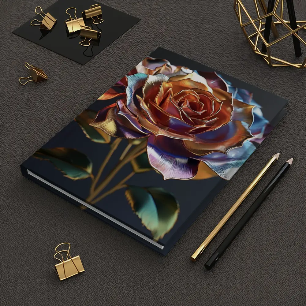 Metallic Iridescent Rose Dark Background – Notebooks