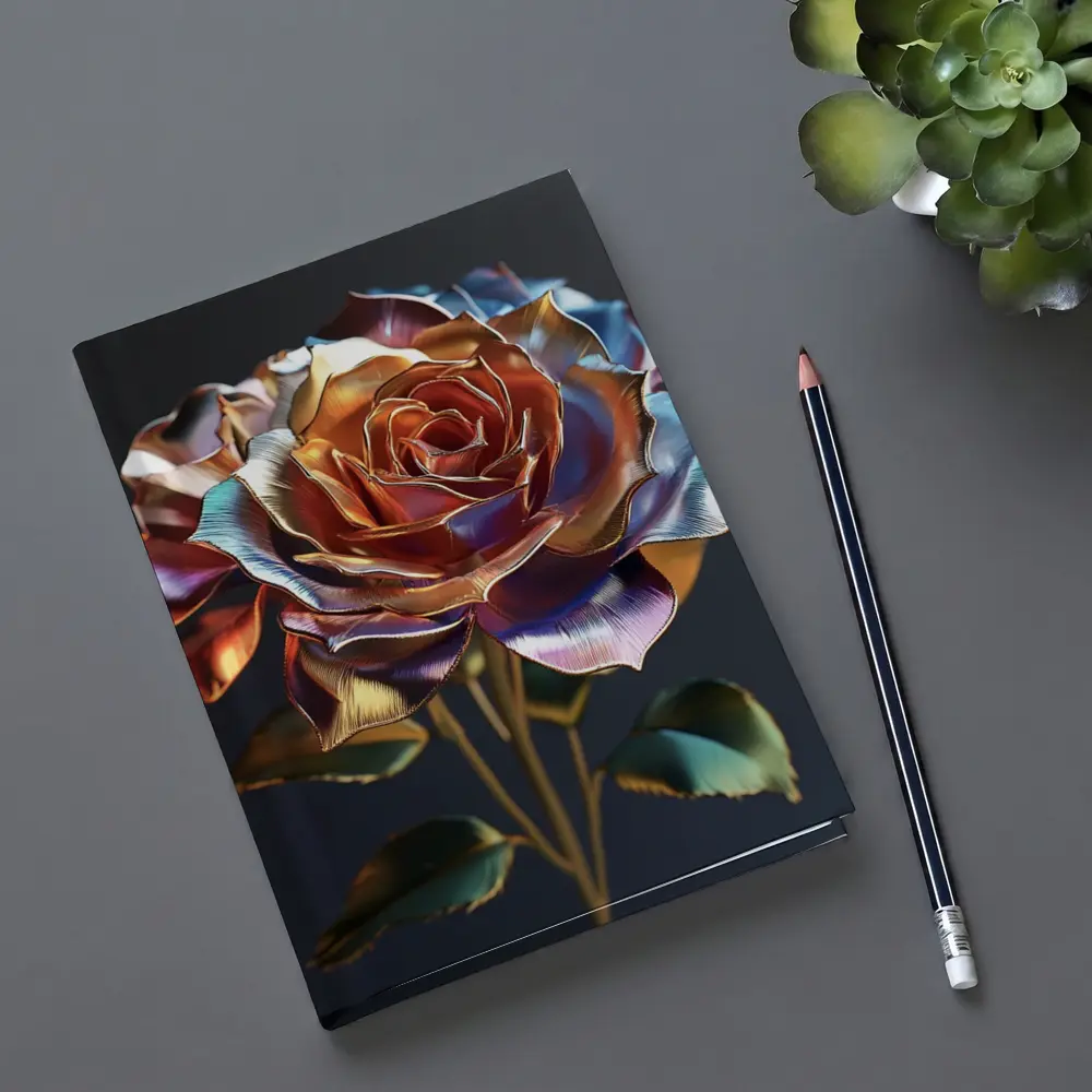 Metallic Iridescent Rose Dark Background – Notebooks