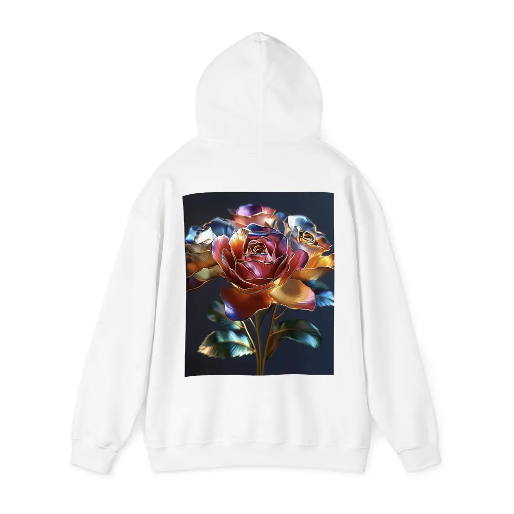 Metallic Roses Bouquet Dark Blue Background – Hoodies