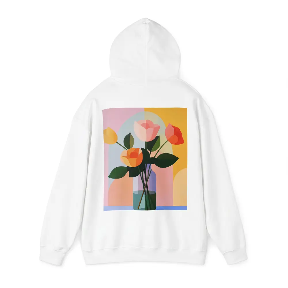 Roses in Vase Colorful Geometric Background – Hoodies