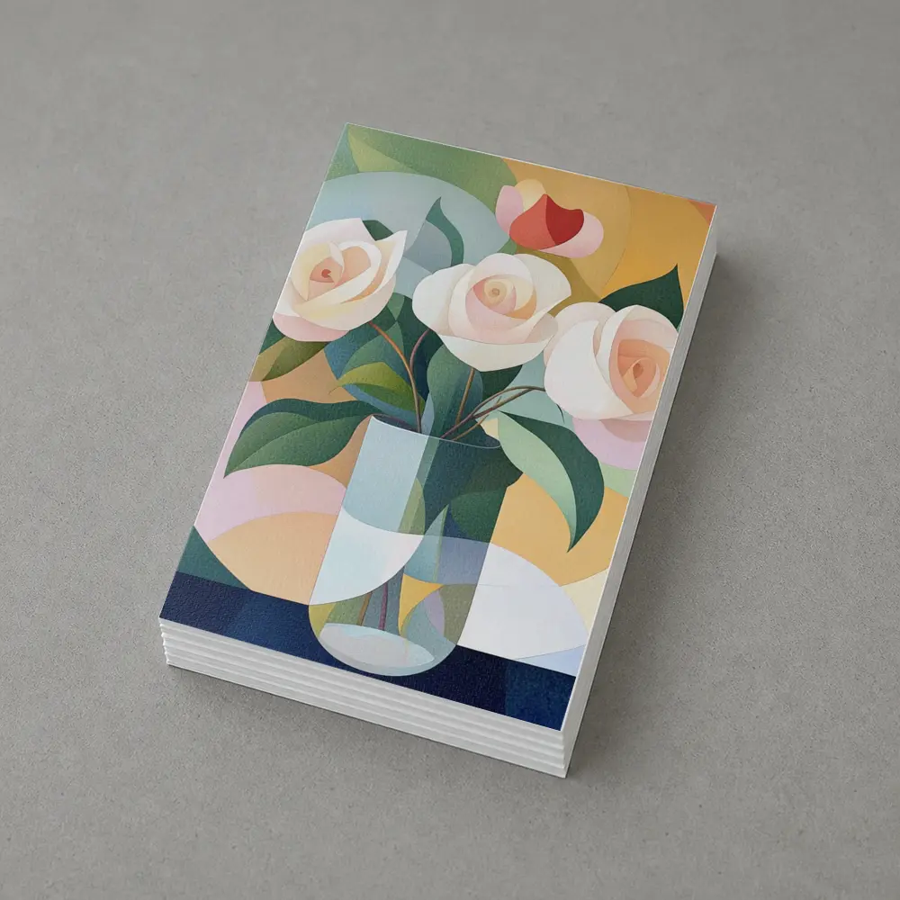 White Roses Vase Soft Geometric Abstract Background – Postcards