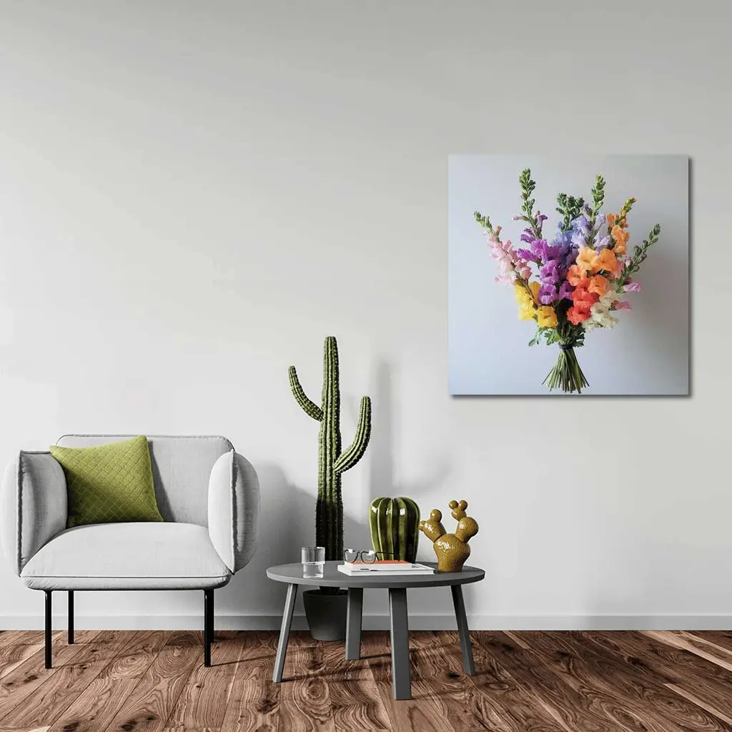 Colorful Snapdragon Bouquet Against Gray Background – Wall Art