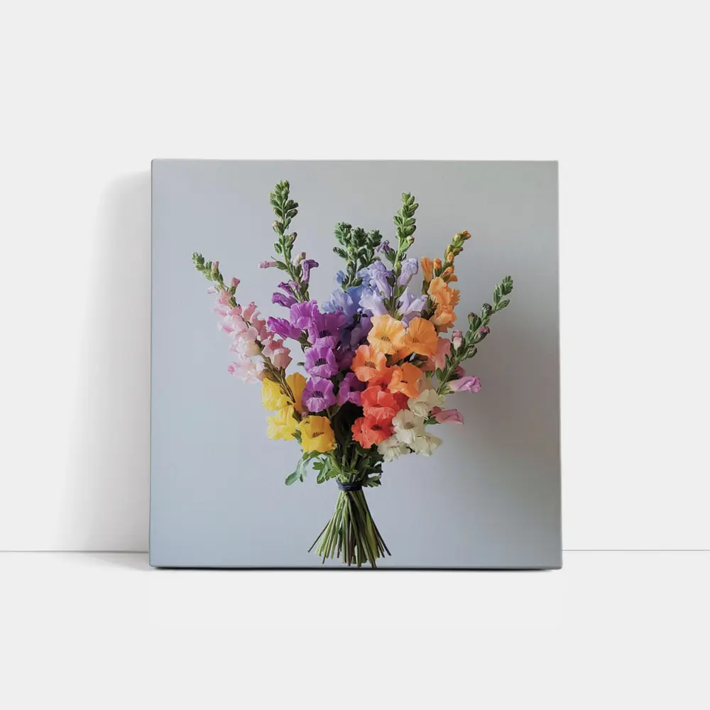 Colorful Snapdragon Bouquet Against Gray Background – Wall Art