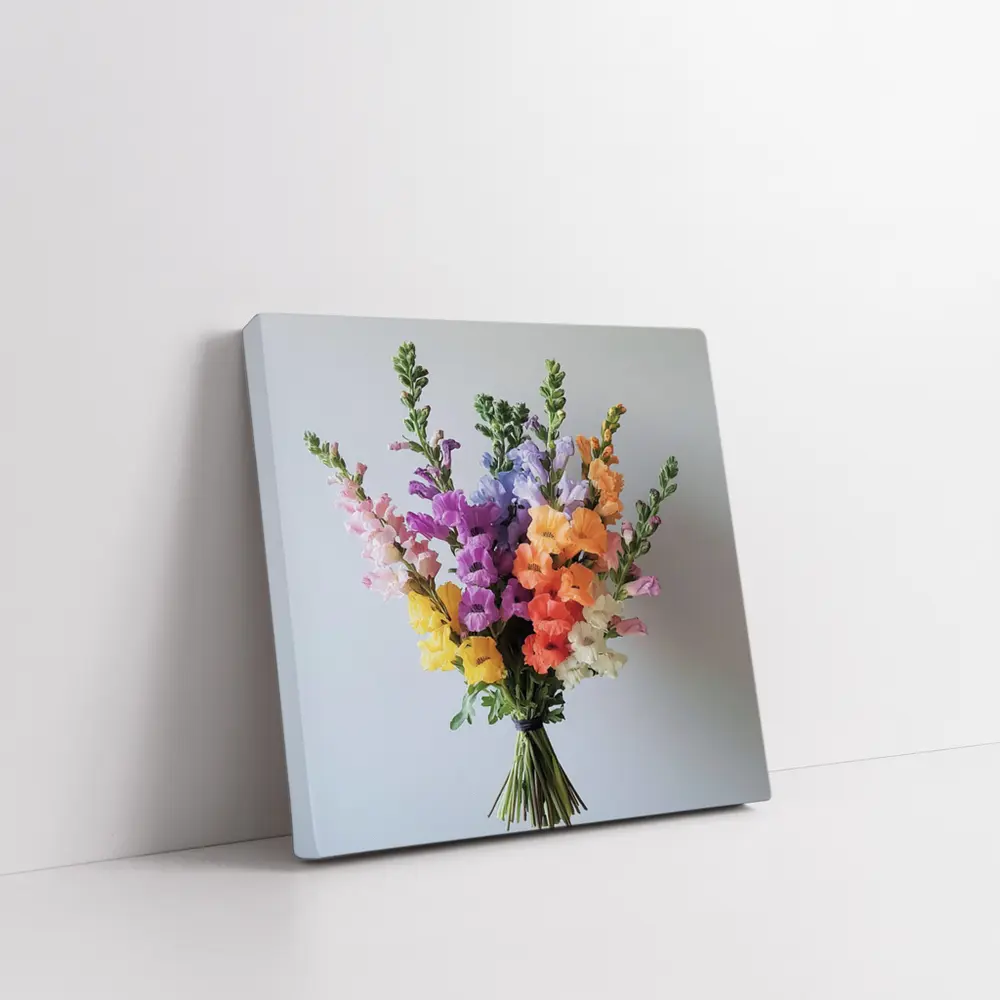 Colorful Snapdragon Bouquet Against Gray Background – Wall Art