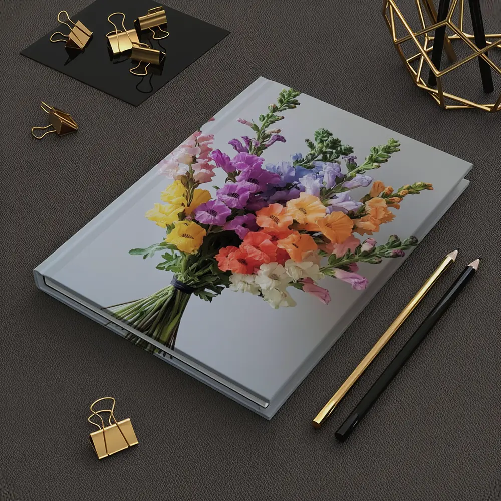 Colorful Snapdragon Bouquet Against Gray Background – Notebooks