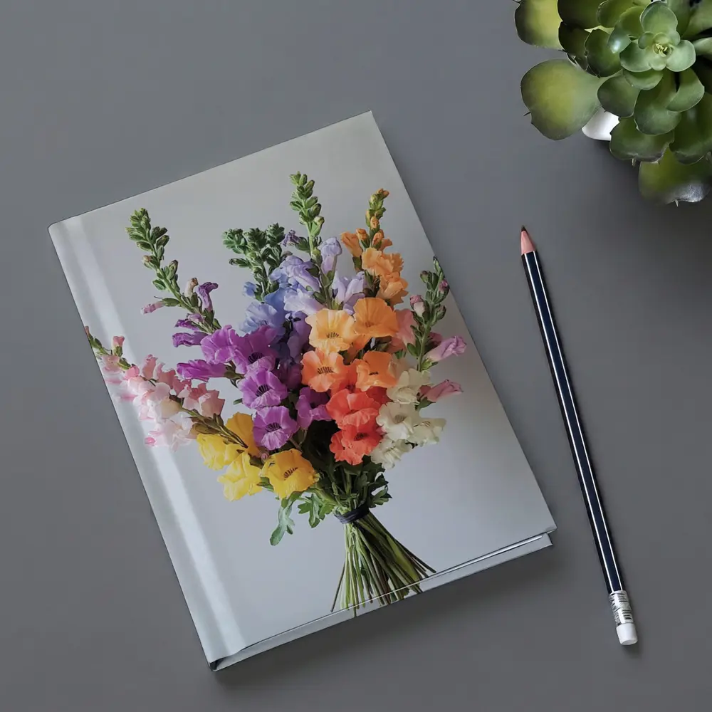 Colorful Snapdragon Bouquet Against Gray Background – Notebooks