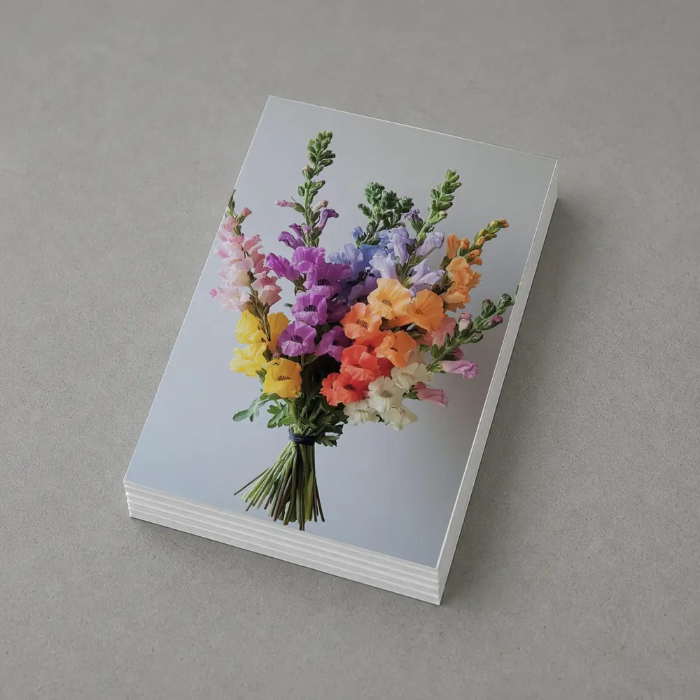 Colorful Snapdragon Bouquet Against Gray Background – Postcards