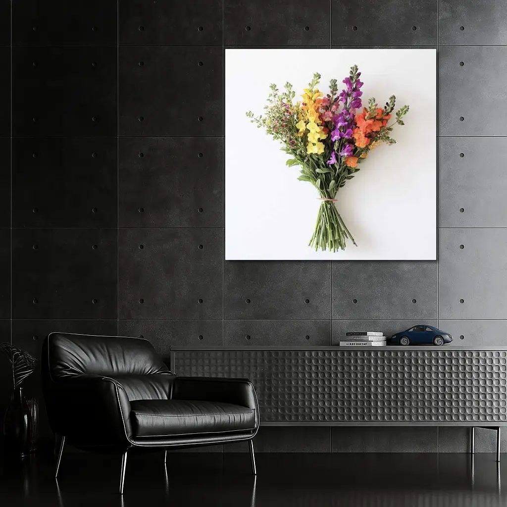 Snapdragon Wildflower Bouquet White Background – Wall Art