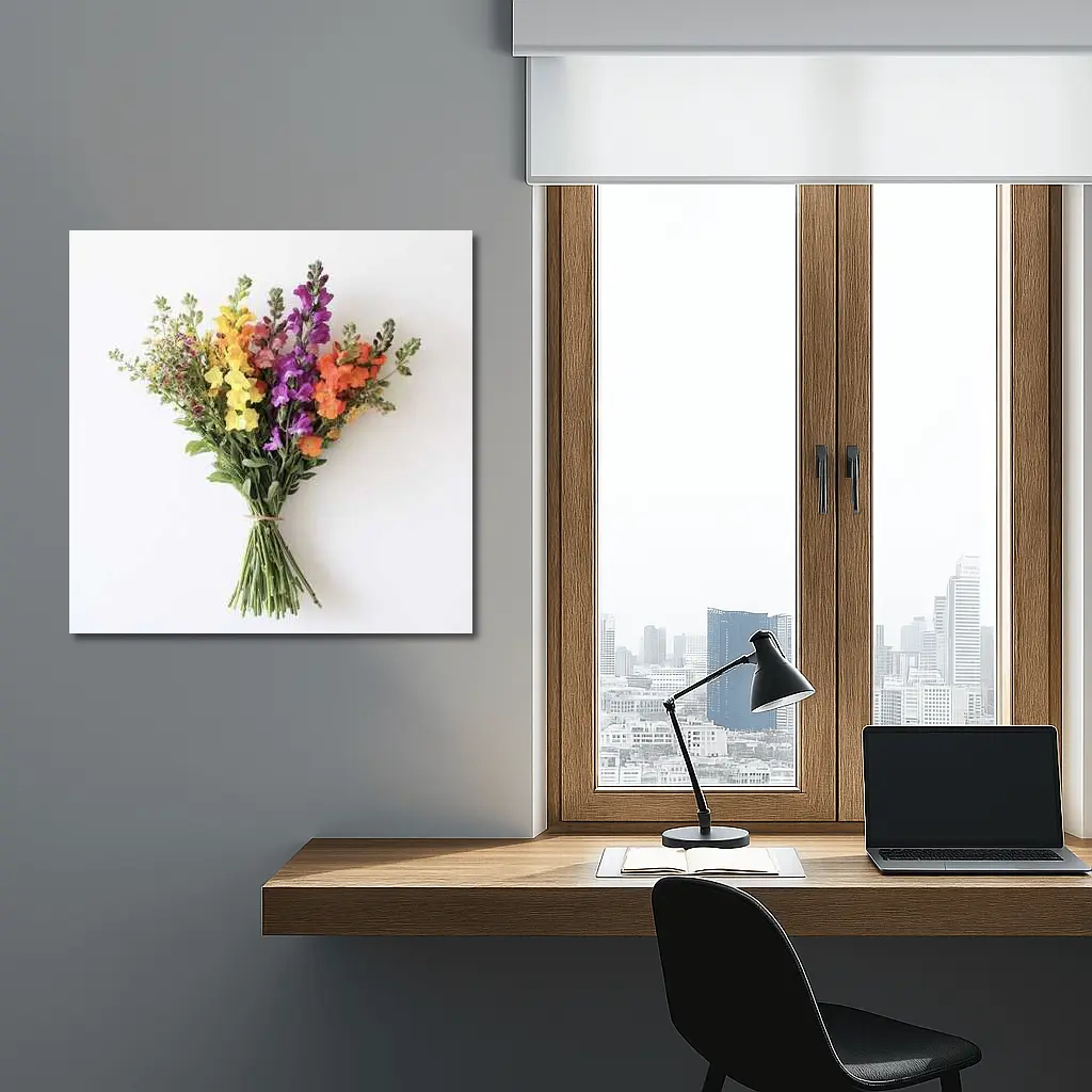 Snapdragon Wildflower Bouquet White Background – Wall Art