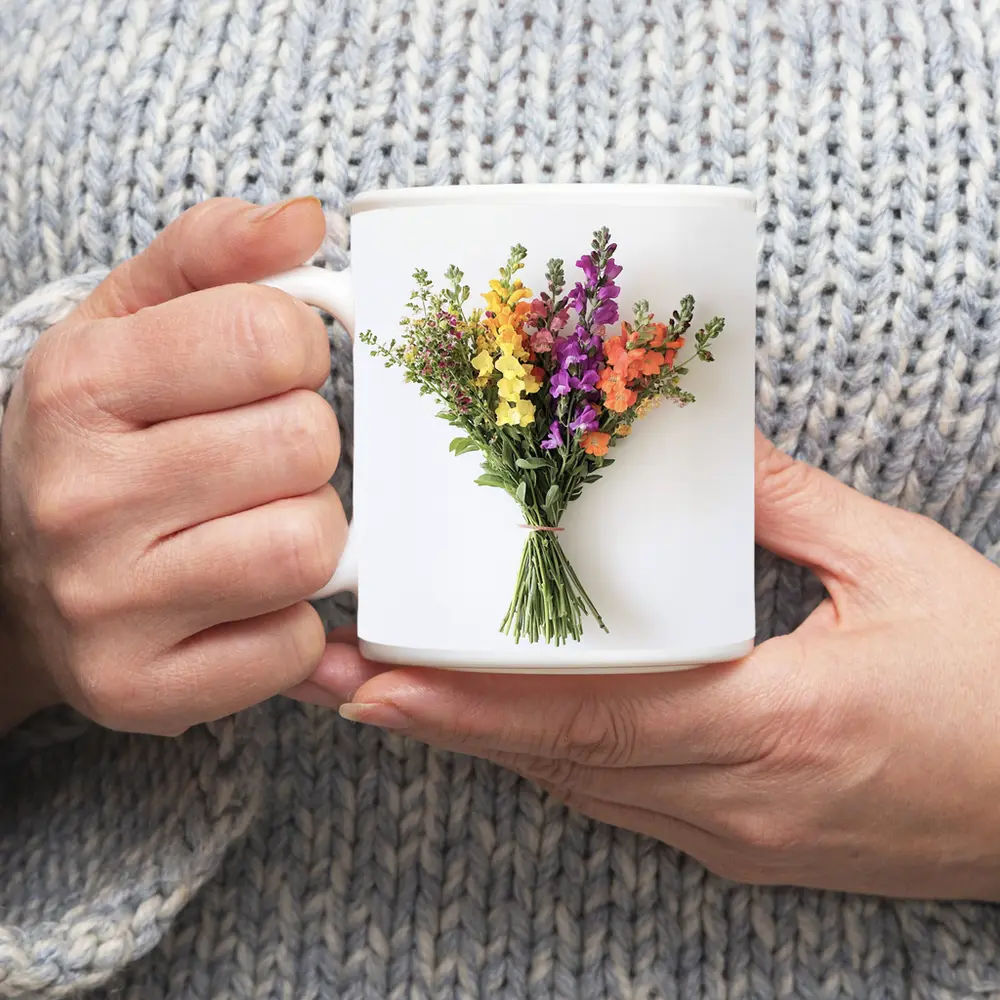 Snapdragon Wildflower Bouquet White Background – Mugs