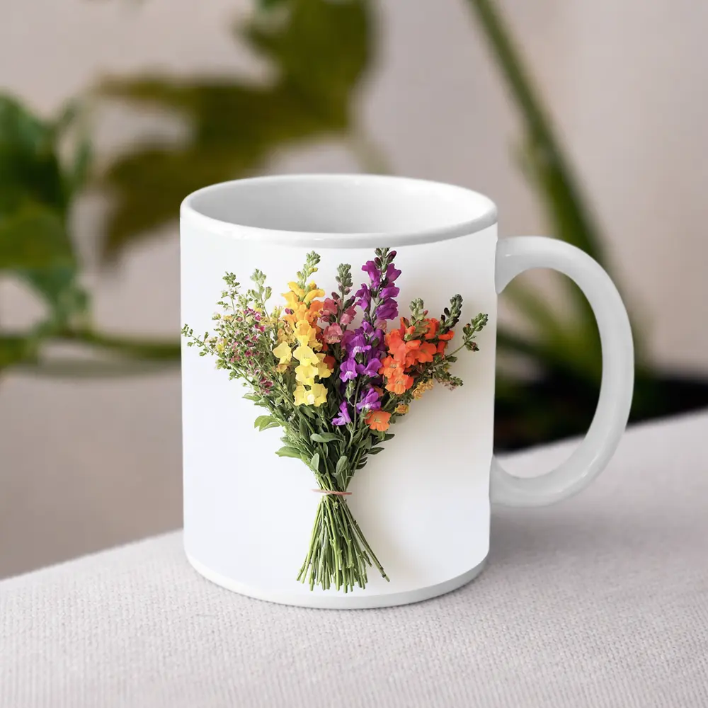 Snapdragon Wildflower Bouquet White Background – Mugs