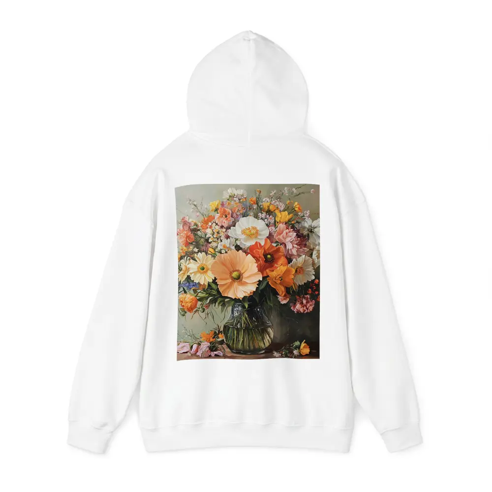 Orange Peach Wildflowers Bouquet Glass Vase Painting – Hoodies