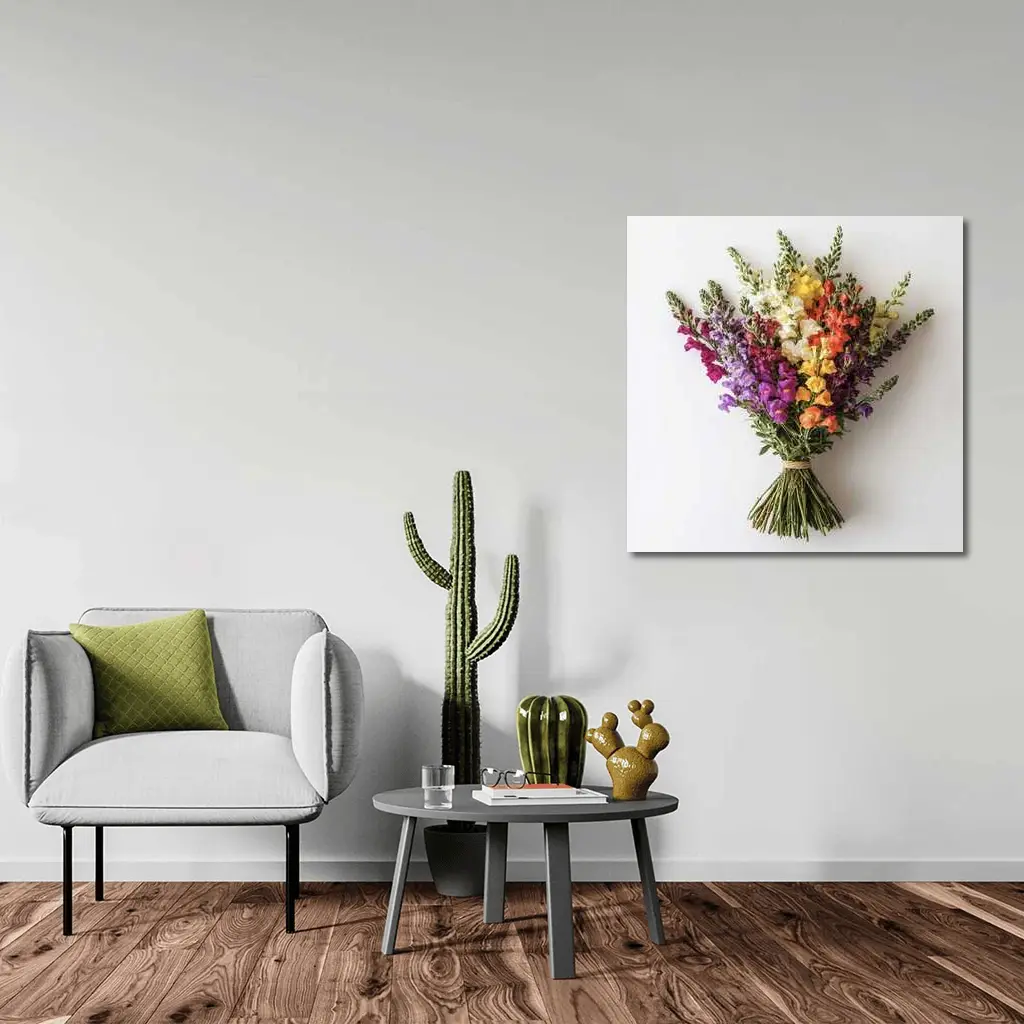 Colorful Snapdragon Bouquet On White Background – Wall Art
